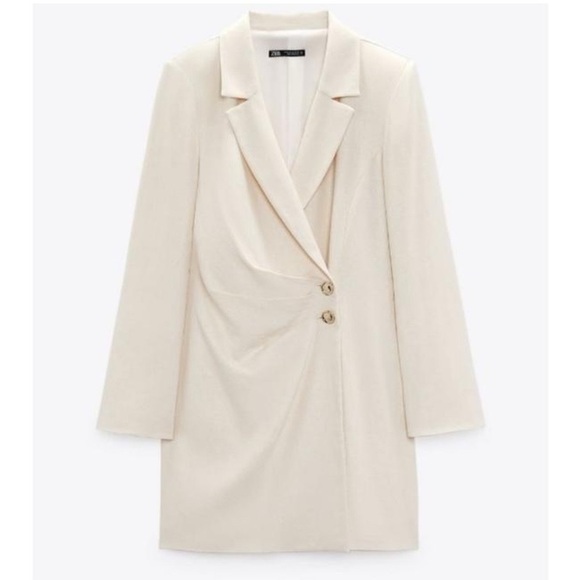 🐚 ZARA CREAM LINEN BLEND BLAZER DRESS! - Picture 8 of 16